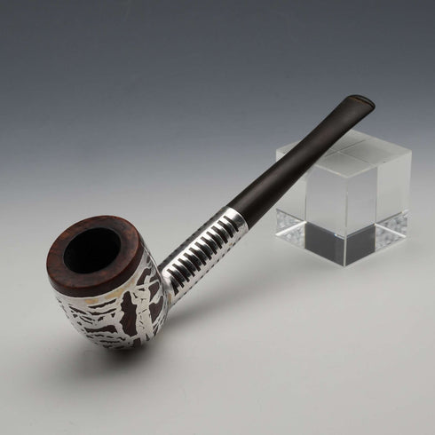 Mid-20th Century US Vintage Silver Overlay Golfer Motif Smoking Pipe