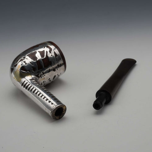 Mid-20th Century US Vintage Silver Overlay Golfer Motif Smoking Pipe