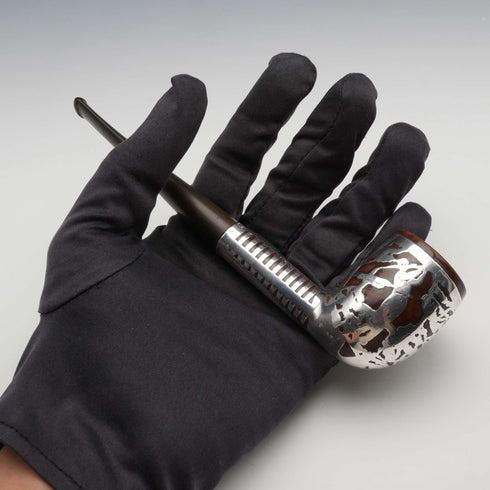 Mid-20th Century US Vintage Silver Overlay Golfer Motif Smoking Pipe