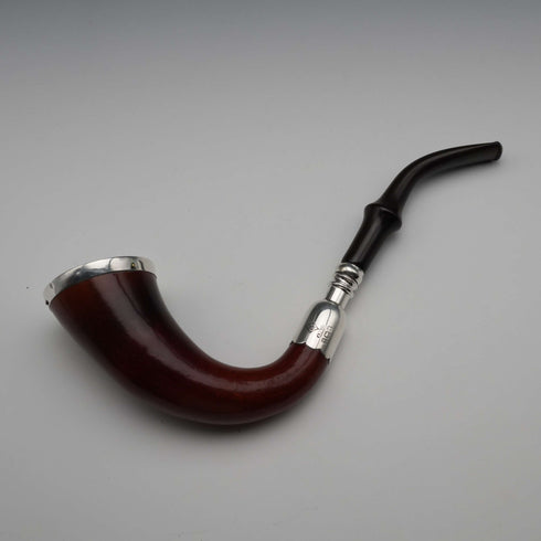 1908年 英国アンティーク 純銀装飾 スモーキング カラバッシュパイプ Adloph Frankhau