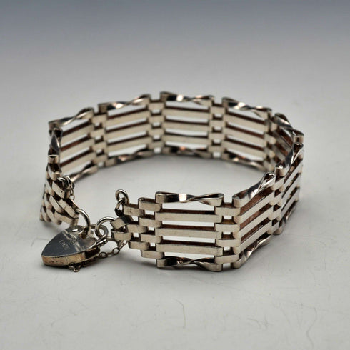 英国ヴィンテージ 純銀製 バーゲートスタイル ブレスレット 13g Alistair Stewart Jewellers