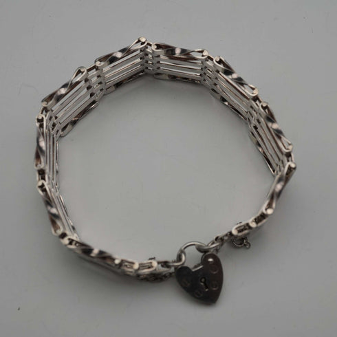 英国ヴィンテージ 純銀製 バーゲートスタイル ブレスレット 13g Alistair Stewart Jewellers