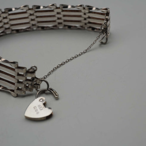 英国ヴィンテージ 純銀製 バーゲートスタイル ブレスレット 13g Alistair Stewart Jewellers