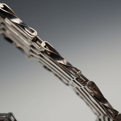 英国ヴィンテージ 純銀製 バーゲートスタイル ブレスレット 13g Alistair Stewart Jewellers