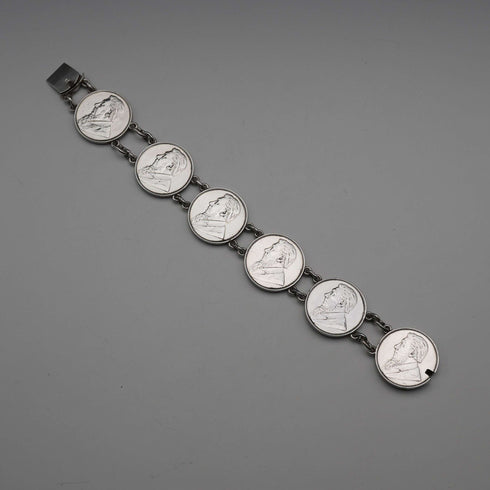 ヴィンテージ 1897年 南アフリカ 1シリング銀貨 ブレスレット 40g