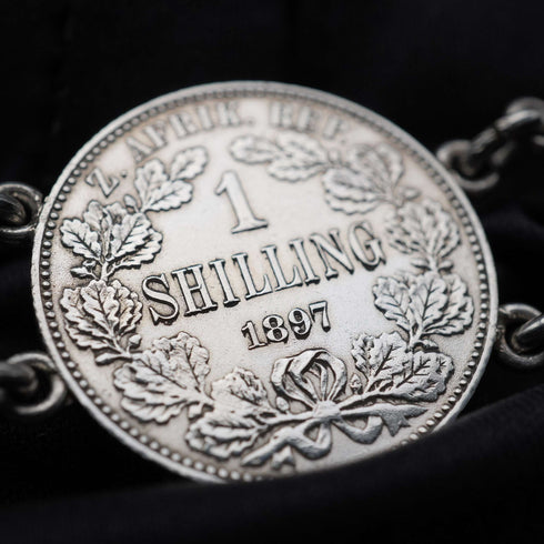 ヴィンテージ 1897年 南アフリカ 1シリング銀貨 ブレスレット 40g