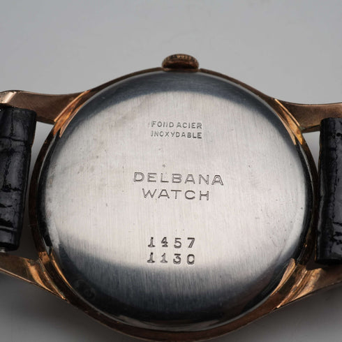 1950年代 スイス DELBANA 紳士用腕時計 17石機械式 金張りケース 動作良好