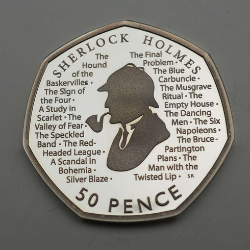 英国 「シャーロック・ホームズ」 50ペンス記念銀貨 RoyalMint ケース・説明書付