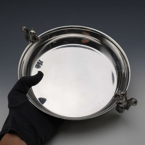 英国ヴィンテージ シルバープレート製 リス装飾 ダブルディッシュ 直径20cm Viners