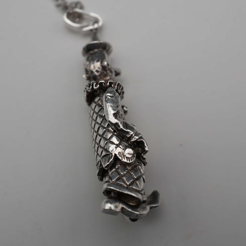 Vintage Moveable Clown Charm Sterling Silver Pendant with Sterling Silver Necklace 6.4g