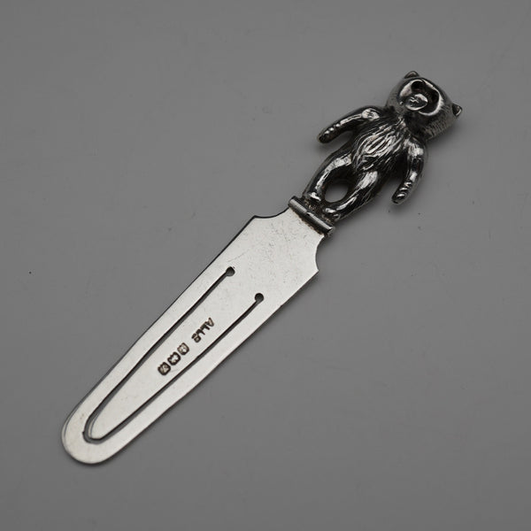 1923 British Antique Sterling Silver Teddy Bear Handle Bookmark by Adie & Lovekin
