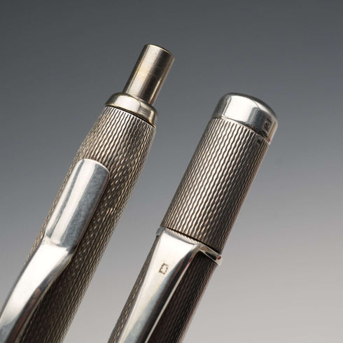 1979 English Vintage Sterling Silver Ballpoint Pen & Propelling Pencil by William Manton Ltd with Case