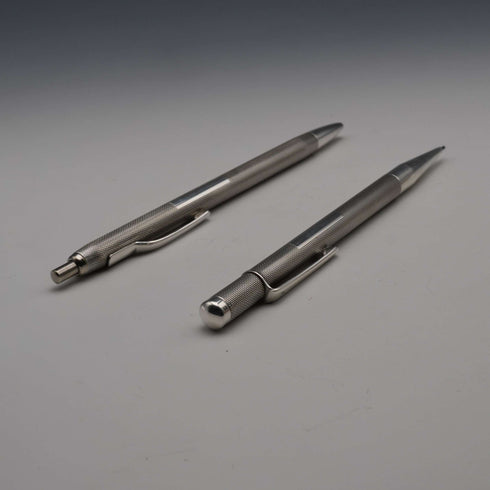 1979 English Vintage Sterling Silver Ballpoint Pen & Propelling Pencil by William Manton Ltd with Case