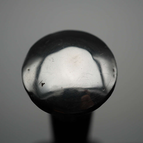 1965 Vintage British Black Shaft Sterling Silver Plain Rondel Handle Walking Stick 90cm