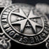 Circa 1905, British Antique, Sterling Silver Double Albert Chain with Sterling Silver Maltese Cross Medal Fob, 66g