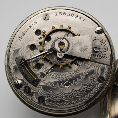 1911年頃 エルジン 懐中時計 機械式 直径58mm 18サイズ 合金ケース 動作良好