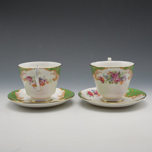 UK Vintage Paragon "Rockingham Green" Demitasse Cup & Saucer Pair