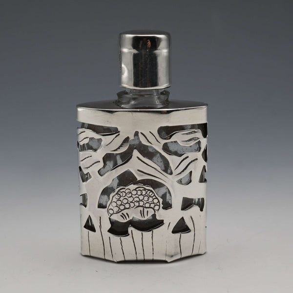 British Vintage Silver Overlay Perfume Bottle Ari D Norman
