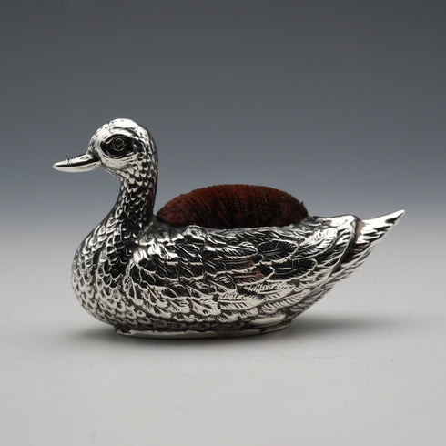 1908年 英國古董 純銀 水鳥造型針插 W J Myatt &Co 26g