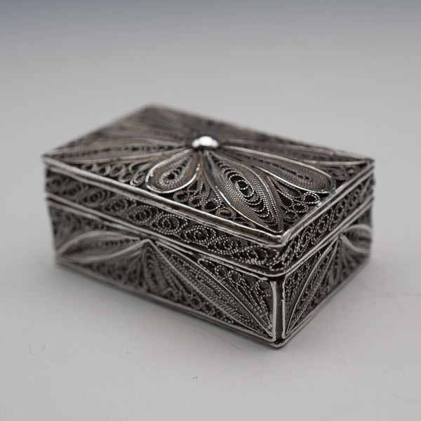 Vintage Sterling Silver Filigree Small Box Pill Case 15g
