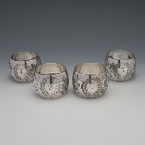 Set of 4 British Antique Silver-Plated Napkin Rings