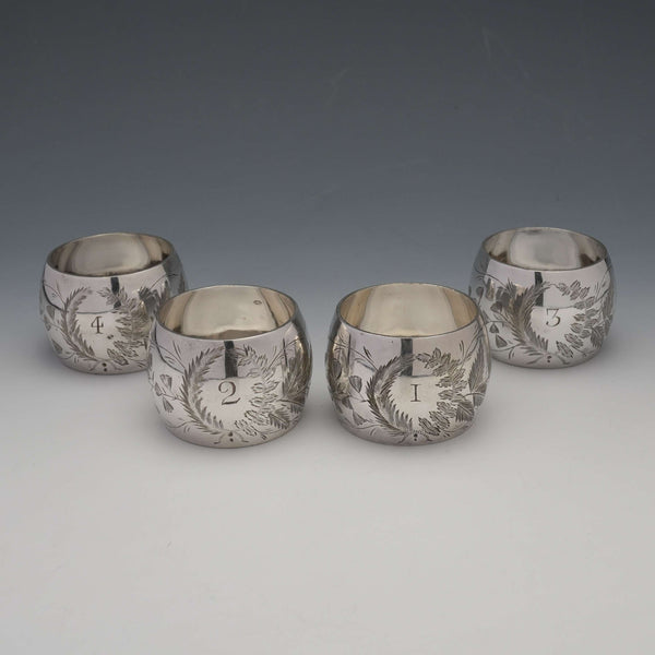 Set of 4 British Antique Silver-Plated Napkin Rings