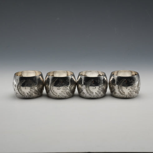 Set of 4 British Antique Silver-Plated Napkin Rings