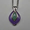 Colgante vintage de plata de ley con doble piedra (púrpura y verde), incluye cadena