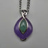 Colgante vintage de plata de ley con doble piedra (púrpura y verde), incluye cadena