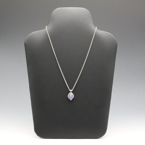 Vintage Sterling Silver Dual-Stone (Purple & Green) Pendant with Chain