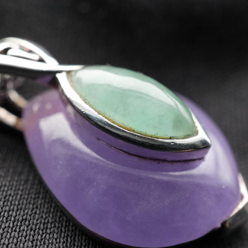 Vintage Sterling Silver Dual-Stone (Purple & Green) Pendant with Chain