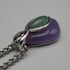 Colgante vintage de plata de ley con doble piedra (púrpura y verde), incluye cadena