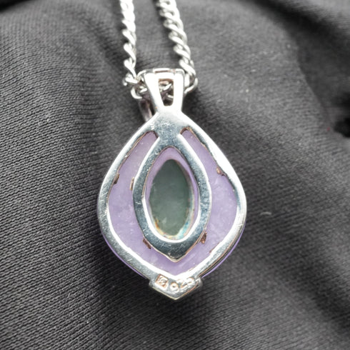 Vintage Sterling Silver Dual-Stone (Purple & Green) Pendant with Chain