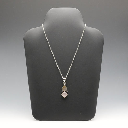 Vintage Sterling Silver Arts & Crafts Style Multi-Stone Pendant with Chain