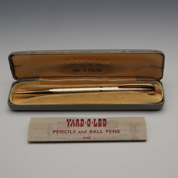 Vintage Yard-O-Led rolled gold propelling pencil, British-made, with case and instruction manual