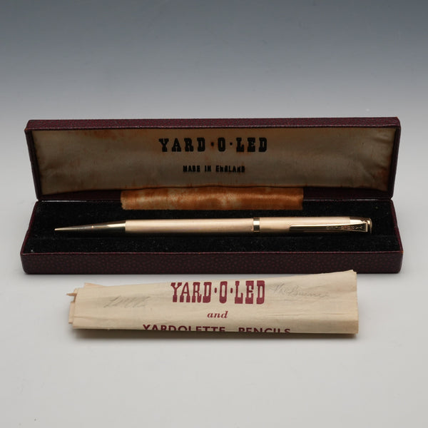 British vintage Yard-O-Led rolled gold propelling pencil, with case and instruction manual.
