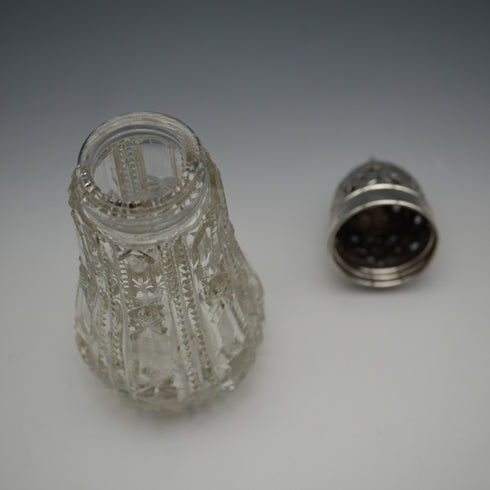 1907 British Antique Cut Glass & Sterling Silver Lid Sugar Caster by Robert Pringle