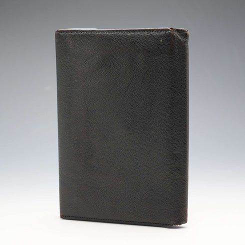 1908년 영국 앤틱 순은 장식 블랙 가죽 지갑 Edward Langridge&Co