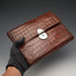 1908 British Antique Sterling Silver-Mounted Brown Leather Organizer, Percy Milbourn