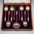 1896 Antique English Sterling Silver Apostle Spoon Set (6 Spoons, Tongs & Sifter), 54g total, by Charles Boyton, in case