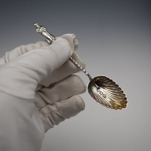 1896 Antique English Sterling Silver Apostle Spoon Set (6 Spoons, Tongs & Sifter), 54g total, by Charles Boyton, in case