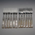 Circa 1900 English Antique Mother-of-Pearl Handle Dessert Cutlery Set (12 Pairs), Sterling Silver Ornamentation, John Round & Son, in Wooden Case