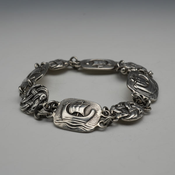 1962 Vintage British Iona Style Sterling Silver Bracelet, 24.6g, TM&Co