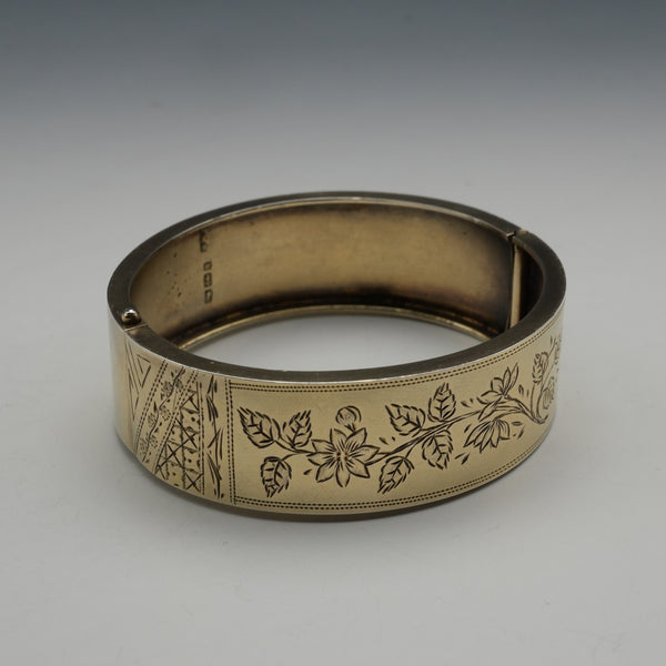 1882 British Vintage Sterling Silver Gilt Bangle 24.5g John Millward Banks