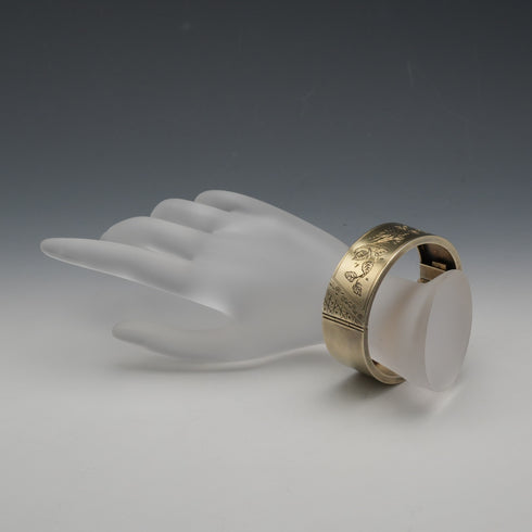 Brazalete de plata dorada antigua británica de 1882, 24,5 g, John Millward Banks