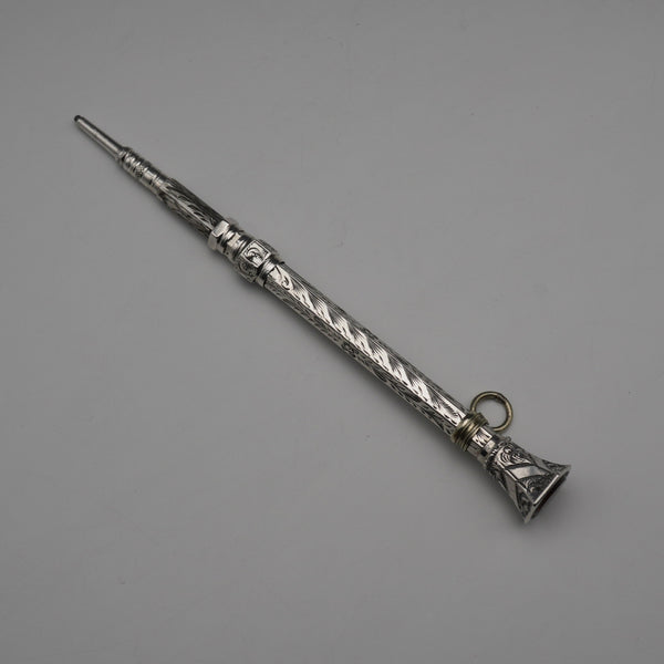 Circa 1900 Antique Sterling Silver Telescopic Propelling Pencil 62-92mm