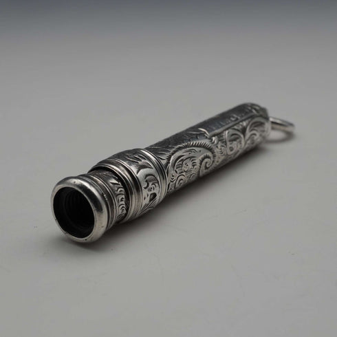 Alrededor de 1900, portaminas antiguo de plata de ley, fabricado en Inglaterra por S. Mordan & Co.