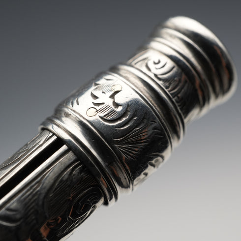 Alrededor de 1900, portaminas antiguo de plata de ley, fabricado en Inglaterra por S. Mordan & Co.