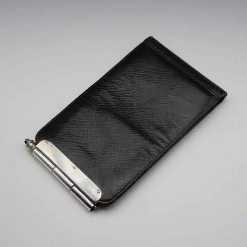 Estuche para tarjetas de plata esterlina antigua británica de 1892 con lápiz retráctil, Lucas Brothers