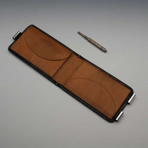 1892 Antique English Sterling Silver Card Case with Propelling Pencil, Lucas Brothers